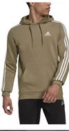 ADIDAS 3 STRIPE FLEECE OH HOODIE GREEN H12176