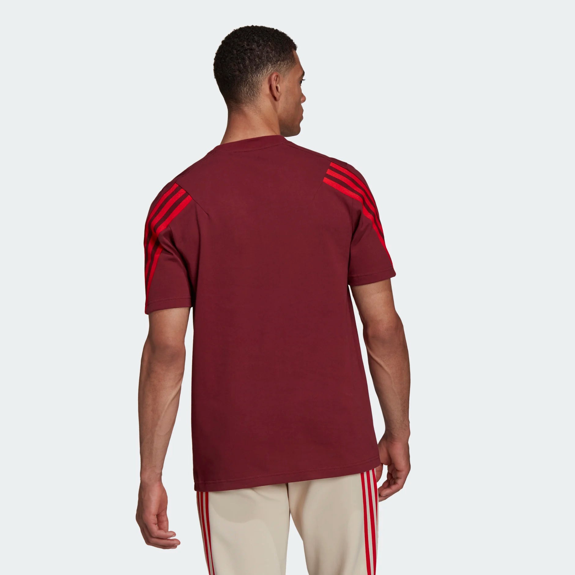 Adidas 3 stripe hot sale t shirt burgundy