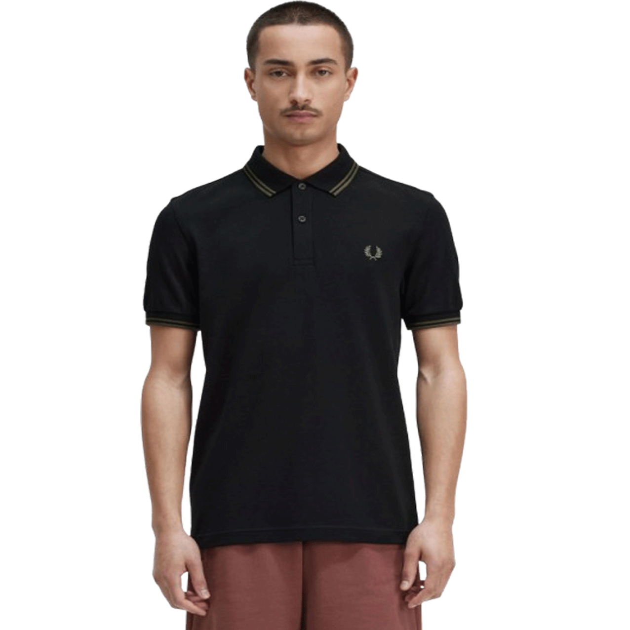 FRED PERRY TWIN TIPPED POLO BLK/GREEN M3600-T44