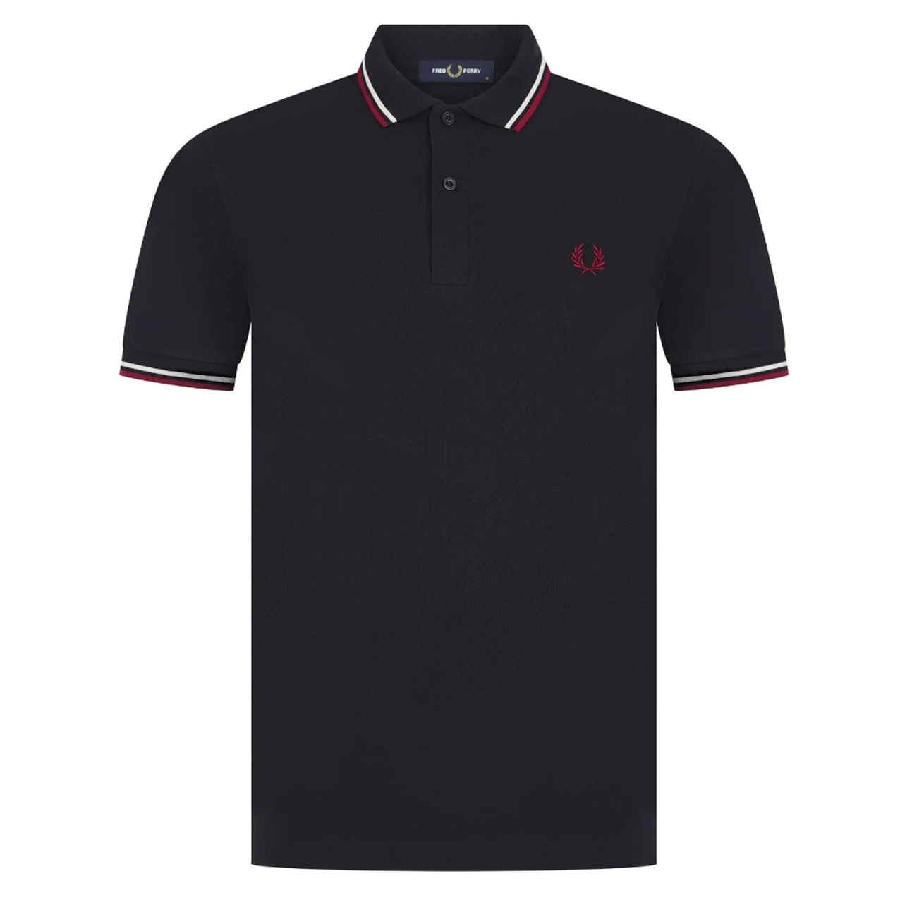 FRED PERRY  TWIN TIPPED POLO NAVY/RED M3600-T55