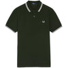 FRED PERRY TWIN TIPPED POLO NIGHT GREEN/WHITE M3600-T50