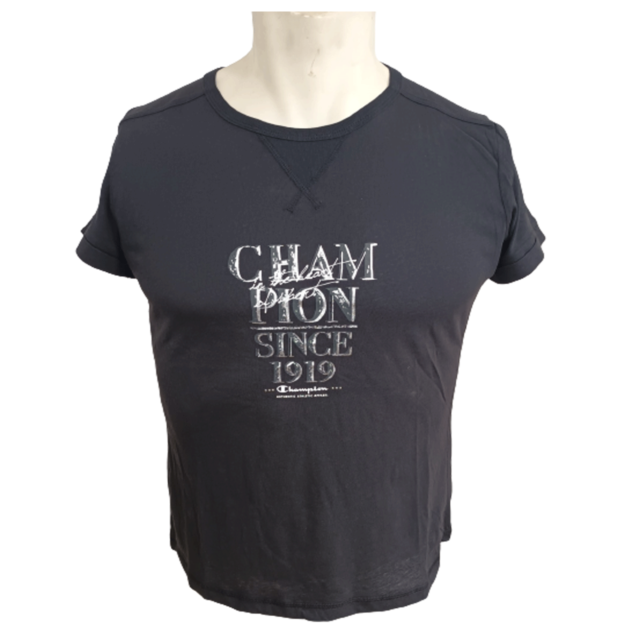 CHAMPION WOMENS LOGO TEE BLK-SILVER 105088-2175