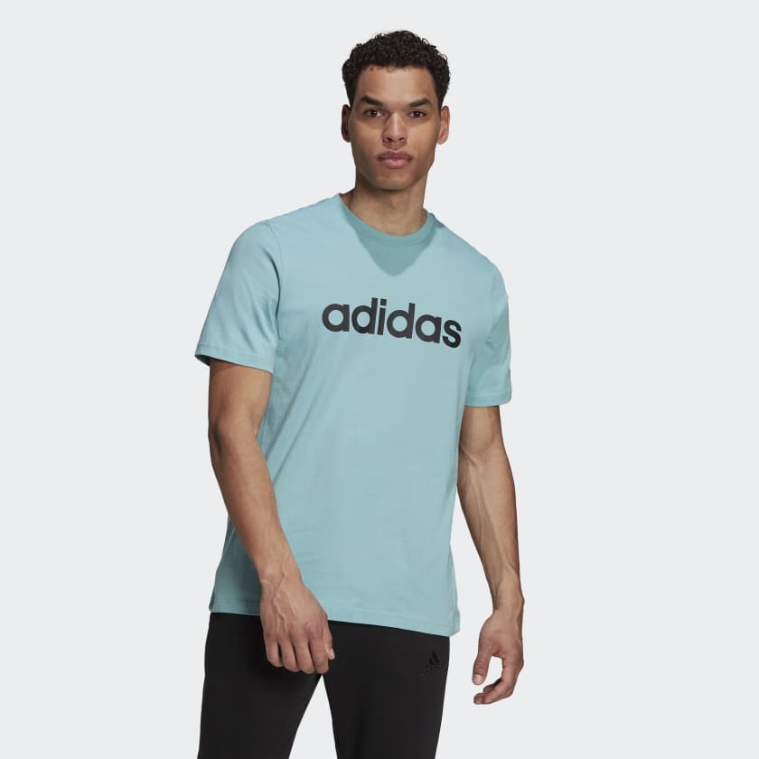 Adidas Men s Essentials Linear Logo Embroidered T Shirt Benson66
