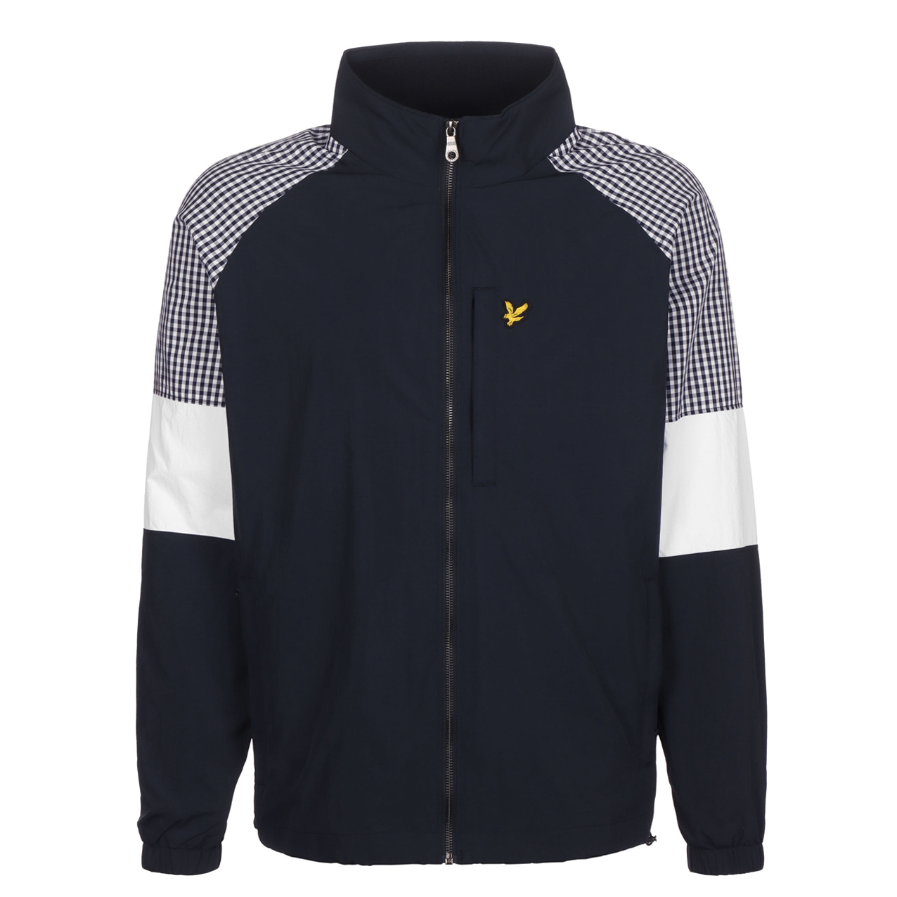 LYLE SCOTT GINGHAM MIX TRACK JACKET NAVY WHITE JK1418V Z271