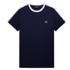FRED PERRY TAPED RINGER TEE CARBON BLUE M4620-266